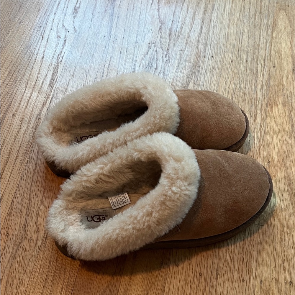 UGG Tan Shearling Slip-Ons